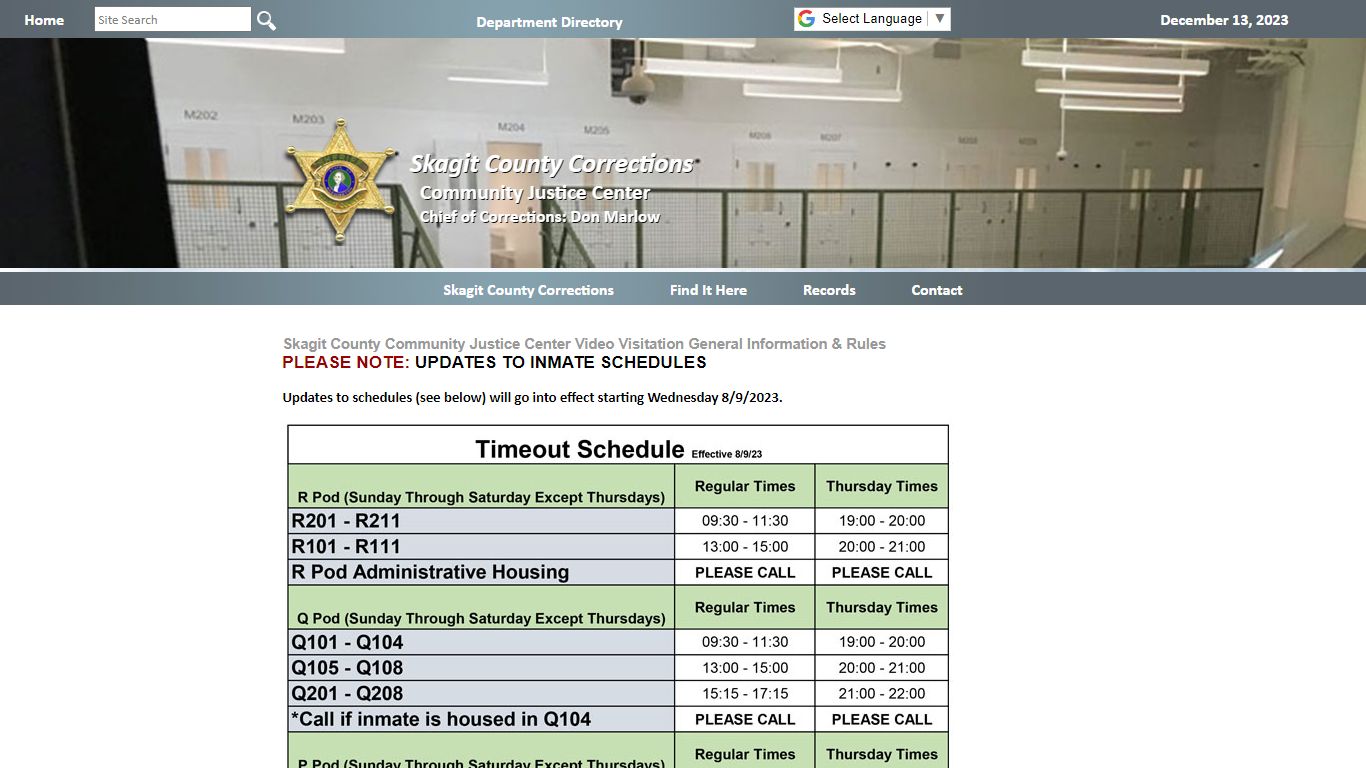 JAIL VISITATION - Skagit County Government Home Page